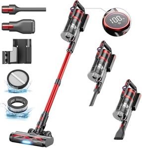 45Kpa/550W Aspirateur Balai sans Fil,Aspirateur sans Fil Puissant 60 Minutes avec écran LED,Système de Filtration à 7 étapes,2024 Double Poignée Aspirateur Balai à pour sols durs/poils d'animaux/tapis