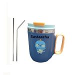 Sastaacha Stainless Steel Insulated Mug with Straw for Kids,Milk Mug for Kids,Drinking Mug for Kids - 400ml (Blue)