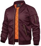 TACVASEN Men's Jackets Windproof Bomber Jacket Casual Padded Full Zip Coats Wine Red, L