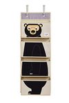 3 Sprouts Over The Door Organizer for Kids - Space-Saving Hanging Storage for Closet, Back of Door Large 4 Pocket Organizer for Children's Room and Baby Nursery, Bear