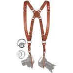 C Coiro Camera Harness for 2 Cameras – Dual Shoulder Leather Camera Strap – Double Camera Harness for DSLR/SLR, Tan, adjustable