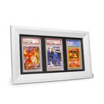 SHEPHERD EST. 2023 Trading Card Display Frame - Genuine Wooden Frame with Kickstand - Premium Leather Mat - Baseball, Basketball, Football, Pokemon, Yugioh, MTG (PSA/CGC 3 Cards, White)