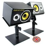 Pair of Desktop Speaker Stands for Studio Monitors - Tilt & Height Adjustable Bookshelf & Cinema Surround Sound Speakers by Nordell