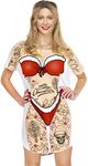 Christmas Womens Cute Vacation Short Sleeves Cover Up Swim Funny Novelty Beach Bikini Shirt Santa L, Santa, Large