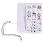 Big Button Telephone, Replaceable Pictures Corded Phone, Prestored Number, for Seniors with Poor Memory