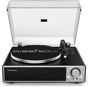 QLEARSOUL ONE-Q Vinyl Record Player (Black), All-in-one HiFi Turntables with Built in Speakers, Bluetooth 5.4, Phono Preamp, Magnetic Cartridge AT-3600L, 33/45 RPM Two Speed, Aux-in, Auto Off