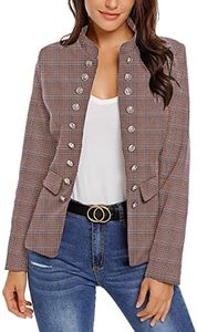 luvamia Womens Blazers and Jackets Casual Womens Fall Blazer Women Blazer Jacket Fall Blazer Jacket Womens Cool Jacket Casual Blazer Womens Plaid Pink Size Large