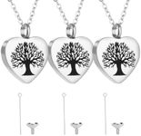 abigio Urn Necklace for Human Ashes 3 Pack, Cremation Jewelry for Ashes of Loved One, Tree of Life Necklace for Women & Men, Memorial Keepsake Pendant that Holds Ashes - Includes Funnel Set & Bag