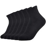 Athletic Socks Women Ankle Cushioned Running Socks Thick Cotton Sports Socks Moisture Wicking 6 Pairs (Black,8-11)