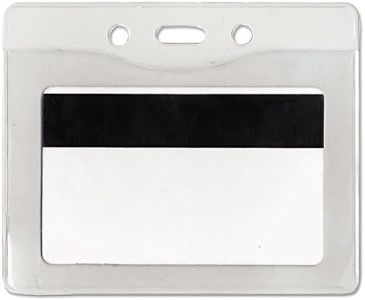 ADVANTUS Security Badge Holder, Horizontal, 3-7/8 x 2-5/8" Insert Size, Pre-Punched, Vinyl, Box of 50 (75411)