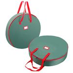 Joiedomi 2 Pack Wreath Storage Bag – 30 Inch Christmas Wreath Storage Container with 600D Oxford Material, Dual Zipper, Carry Handles, Labeling Card Slot for Artificial Christmas Wreaths (Green)