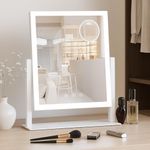 Gattica Hollywood Vanity Mirror with Lights, Lighted Makeup Mirror with Detachable 5X Magnification Mirror, Makeup Mirror with Lights, Touch Control-Rectangular