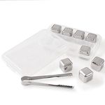 Newk Stainless Steel Reusable Ice Cubes Stones, 8PCS Ice Cubes Set with Head Tongs and Ice Cube Trays(Set of 8)