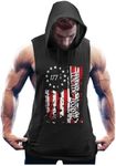 COOFANDY Mens American Flag Tank Top Cut Off Hoodie Tank Top Workout Muscle Sleeveless Shirt Gym Hoodies Fashion M