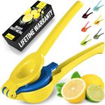 Zulay Premium Quality Metal Lemon Lime Squeezer - Manual Citrus Press Juicer (Aspen Gold and Princess Blue)