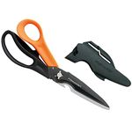 Fiskars Cuts + More Multi-Tool Scissors, Includes Protective Case with Scissor Sharpener, Length: 23 cm, Titanium Coating, Stainless Steel Blade/Plastic Handles, Black/Orange, 1000809