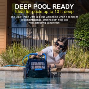 8streme Black Pearl Ultra Robotic Pool Cleaner – Battery, Wall Climber, 150 Min Runtime