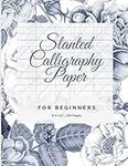 Slanted Calligraphy Paper for beginners, 8.5"x11" Calligraphy Notebook Practice Sheets - Beautiful Silver Flowers Painting