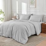 DOZ 100% Long Staple Cotton Duvet Cover Sets, Classic Crisp Percale Weave, Breathable, Matte Finish, Hotel Comfort, 90"x90", 8 Loops, 3pc – 2 Pillowcases 1 Duvet Cover (Dove, Full/Queen)