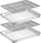 Umiten Baking Sheet & Rack Set [2 Sheet + 2 Rack], Stainless Steel Cookie Pan with Cooling Rack, Checkered Baking Sheet with Rack, Oven Safe Baking, Non Toxic, Heavy Duty, Easy Clean (9 x 7 x 1 inch)