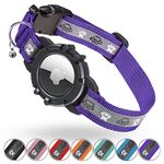 Odokele Reflective AirTag Cat Collar, Integrated Cat Tracker Collar with Air Tag Holder and Bell, Safety Elastic Band Cat GPS Collars for Girl Boy Cats, Kittens and Puppies (Purple, XS)