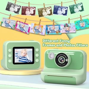 Hangrui Kids Instant Print Camera, 1080P, 32GB, 3 Photo Rolls – Green