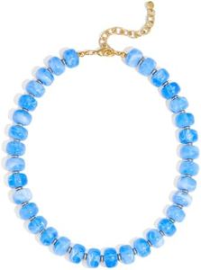 HolidayQbee Beaded Necklace for Women Boho Bead Chunky Necklace Big Bead Statement Necklace Fashion Trendy Summer Light Blue Resin Beaded Necklaces Jewelry Gifts
