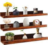 Dime Store Floating Shelf Wall Mount Wall Shelves Storage Shelf for Living Room Bedroom for Home Decor Items (Large, Brown)