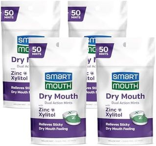 SmartMouth Dry Mouth Dual-Action Mints - Sugar-Free Breath Mints - 50 Count, 4 Pack, Mellow Mint