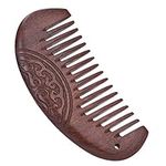 Wooden Comb Wide Tooth Comb No Static Natural Sandalwood Comb Hairs Beard Comb Pocket Comb Half Moon Shape Double Carved For Women Men Hairs Grooming Detangling