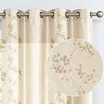 jinchan Floral Curtains Embroidered