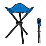 COVVY Outdoor Tripod Stool Portable Foldable Small 3-Legged Canvas Chair for Hiking Camping Fishing Picnic Beach BBQ Travel Backpacking Garden Seat (Blue)