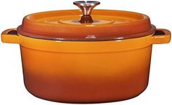 Bruntmor, Enameled Cast Iron Dutch Oven Casserole Dish 6.5 quart Large Loop Handles & Self-Basting Condensation Ridges On Lid (Pumpkin Spice)