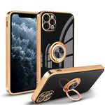 Newseego Compatible with iPhone 11 Pro Case, Electroplated Soft Silicone Shockproof iPhone 11 Pro Protective Cover 360 Degree with Rotation Magnetic Car Finger Ring Holder for iPhone 11 Pro-Black