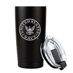 20oz Insulated Steel US Navy Tumbler, Double-Walled USN Coffee Mug with Lid | Navy Gifts for Sailors | Disabled USMC Veteran Owned SMALL Business