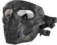 Koyheng Tactical Airsoft Skull Masks Full Face, Adult Deluxe Mask Eye Protection For Halloween BB Paintball Gun Patriots CS Game Cosplay Party Halloween Cosplay Zombie Scary Skeleton Masks