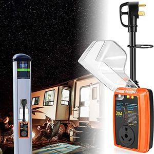 7BRU 30 Amp RV Surge Protector for RV/Camper, Water & Weather Resistant, Flame Retardant, Anti-Theft, RV Power Adapters for Travel Trailers with UL Tested, Circuit Analyzer for RV Trailer Camper