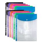 Plastic Wallets A4 Punched Pockets, 12 Pack Expandable Poly Pockets A4, Plastic Sleeves for Document Filing, Waterproof, Stationary Supplies for School, Office, Home, Travel