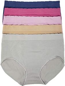 Carole Hochman Ladies' Seamless Brief, 5-Pack, Variety (Pink,Blue,Nude,Magenta,Gray, X-Large)