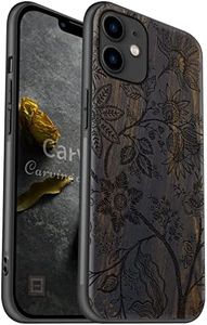 Carveit Wood Case for iPhone 11 Case [Natural Wood & Black Soft TPU] Shockproof Protective Cover Unique & Classy Wooden Phone Case Compatible with iPhone 11 (Floral Wallpaper-Blackwood)