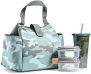 Fit & Fresh Lunch Bag for Women, Insulated Womens Lunch Bag for Work, Leakproof & Stain-Resistant Large Lunch Box for Women with Containers and Matching Tumbler, Snap Closure Westport Bag Sage Camo