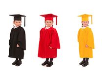 Modernaz Fabric Graduation Gown For Kids With Cape Color (Red, Black, Yellow) Degree Gown Costume For Convocation For Boys & Girls (Combo 3 Pack) (6-8 Years)