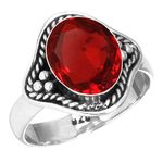 Jeweloporium 925 Silver Ring for Women Size S 1/2 Red Ruby Simulated Stone Solitaire Silver Ring Wedding Gift Costume Jewelry