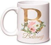 Personalised Mug Floral Gold Initia