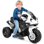 Maxmass Kids Ride on Motorbike, 6V Battery Powered Licensed BMW Electric Vehicle with Training Wheels, Music & Headlights, 3 Wheels Toy Motorcycle for 18-36 Months (Black)