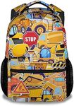 AIOMXZZ Construction Truck School Backpack for Kids, 16 Inch Backpacks for Boys, Cartoon, Durable, Lightweight, Large Capacity Bookbag for Travel, Style-3, Modern