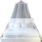 Meera Enterprise Mosquito Net for Hanging Double Bed | King Size Embroidery Machardani | Nylon 30GSM Strong Net | Canopy Tent for Bedrooom -White