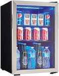 Danby DBC026A1BSSDB 95 Can Beverage Center, 2.6 Cu.Ft Refrigerator for Basement, Dining, Living Room, Drink Cooler Perfect for Beer, Pop, Water, Black/Stainless-Steel