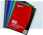 Hilroy 1 Subject Wide Ruled Notebooks, 10-1/2 X 8-Inch, 3-Hole Punched, 80 Pages Each, Assorted Color Covers, Box of 30-13121