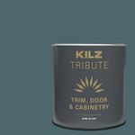 KILZ Tribute Cabinet Paint, Door Paint & Trim Paint, for Interior/Exterior, Semigloss, Oceans Deep, 1 Quart